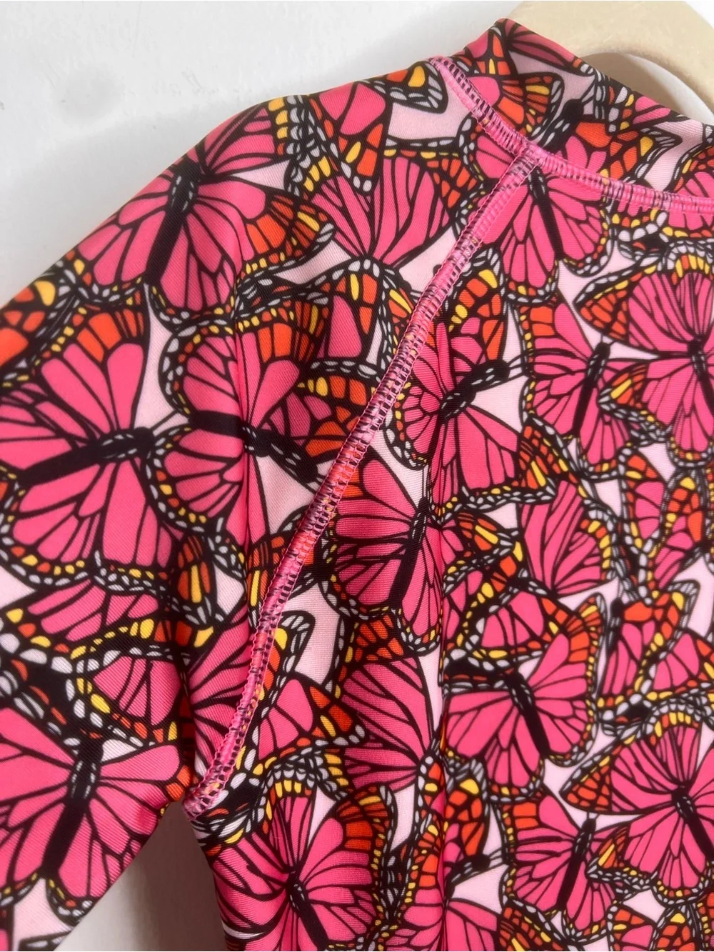 B4 ALL Butterfly Print Long-Sleeve One-Piece Swimsuit with Front Zip Size 10/12